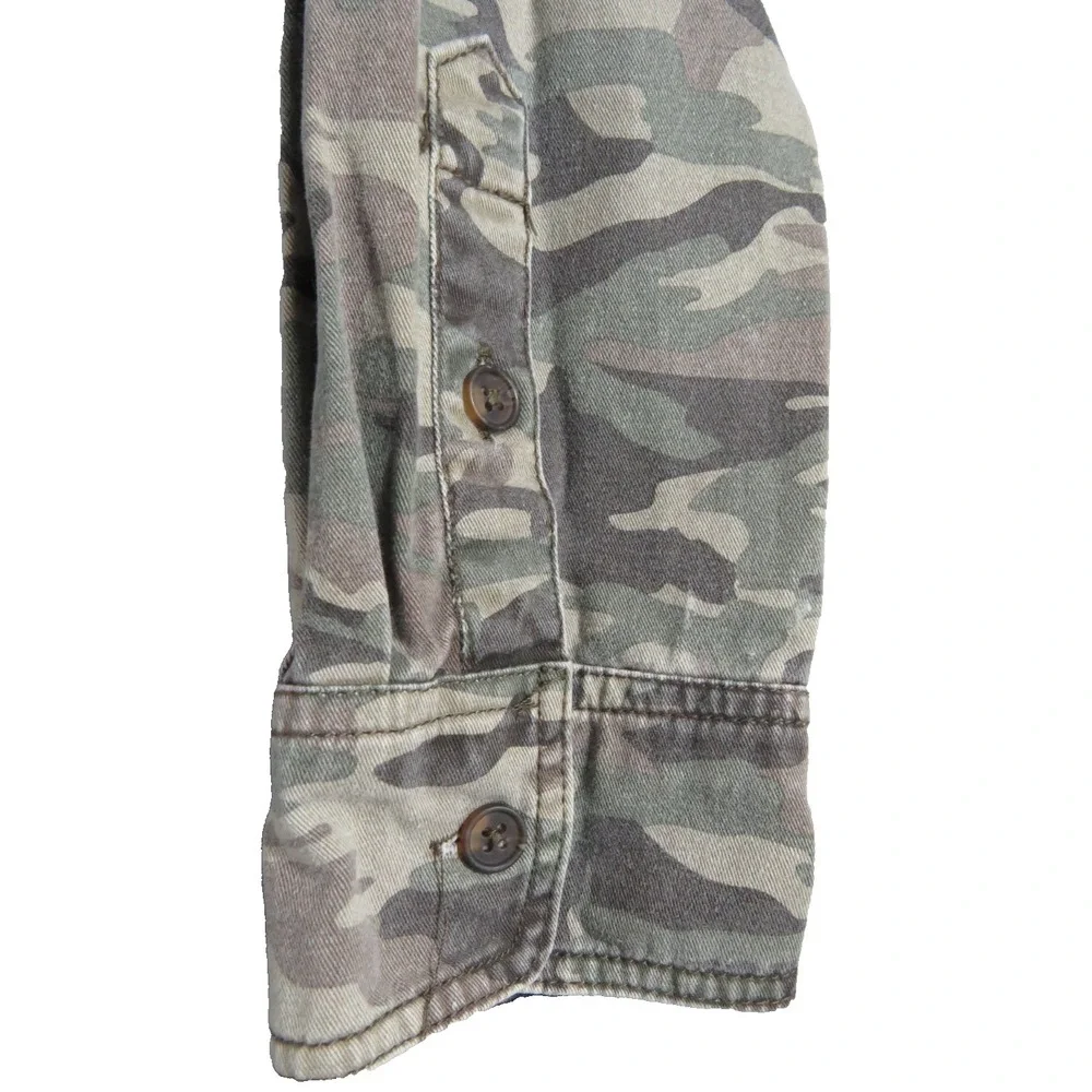 Lazer Men L Camo Military Utility Shirt Jacket Embroidered Wings Patch Shacket